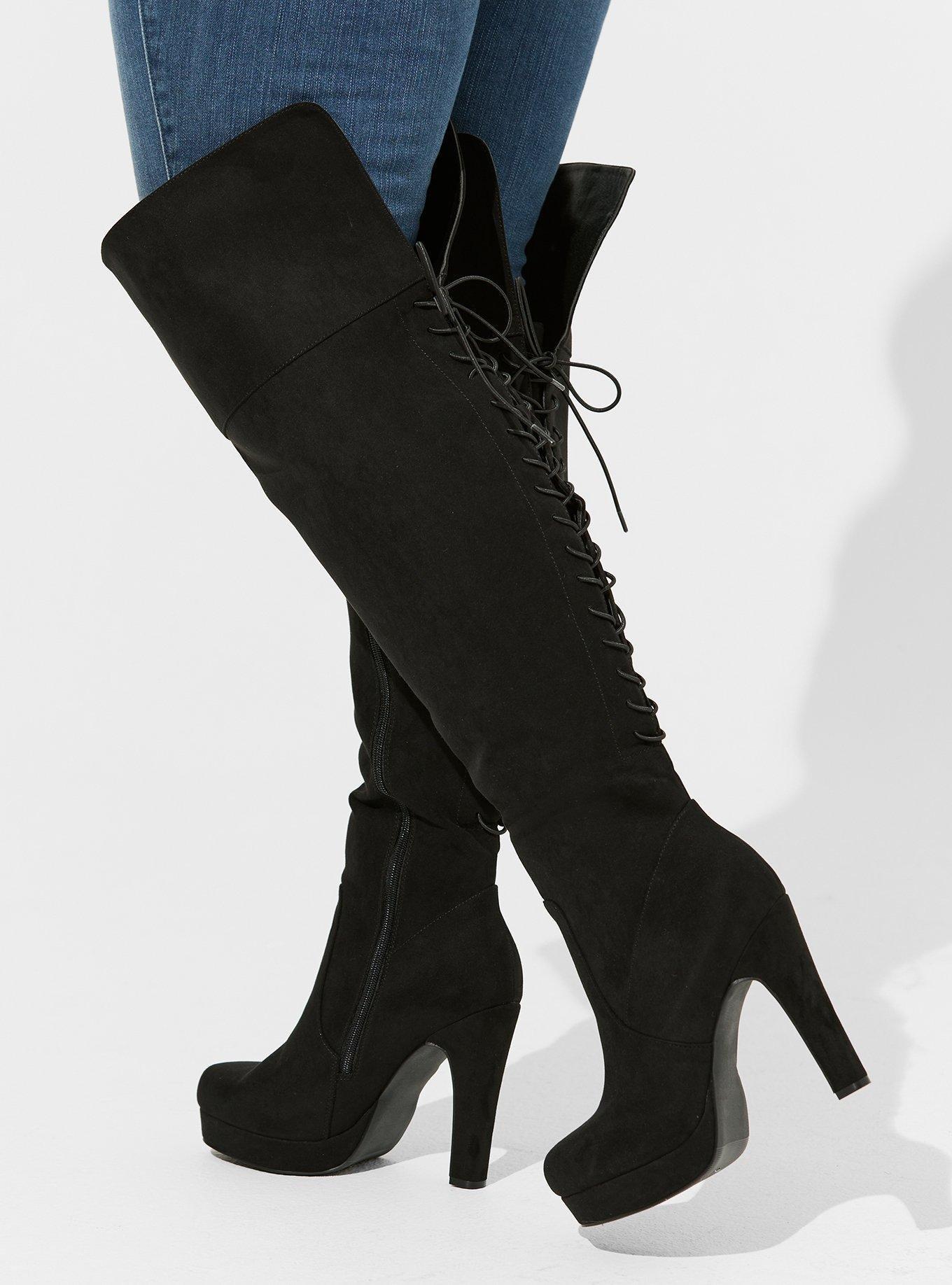 Plus Size - Laceup Back Platform Stiletto Over-The-Knee Boot (WW