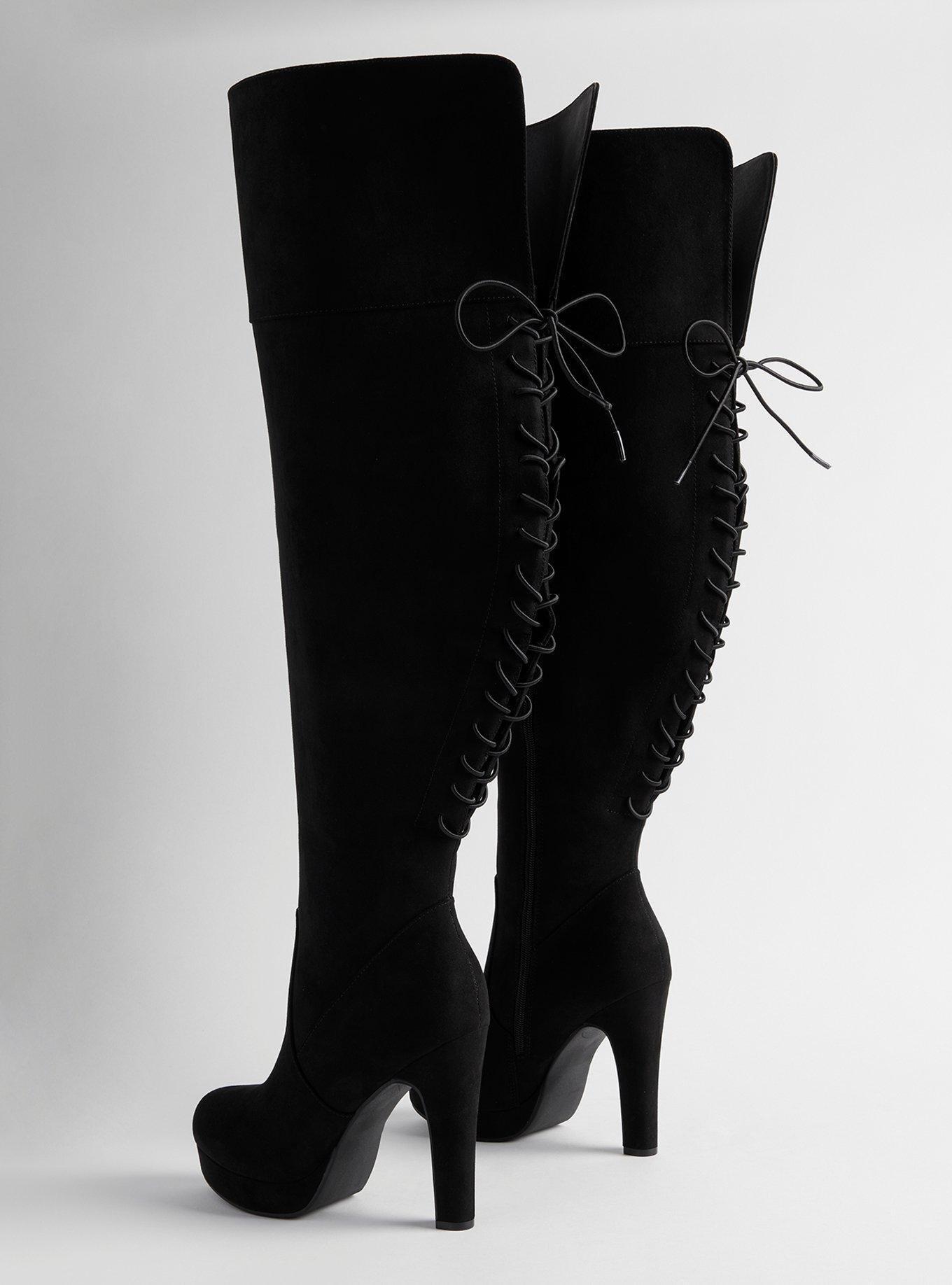 Laceup Back Platform Stiletto Over-The-Knee Boot (WW)