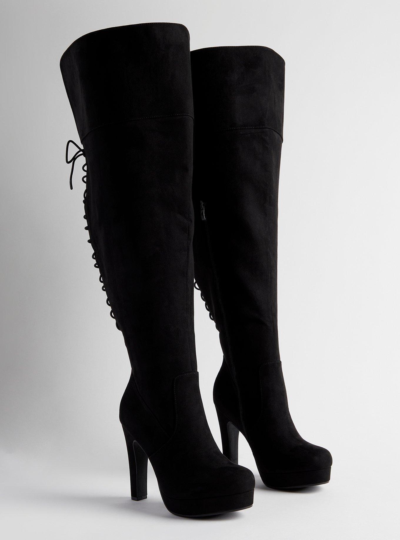 Laceup Back Platform Stiletto Over-The-Knee Boot (WW