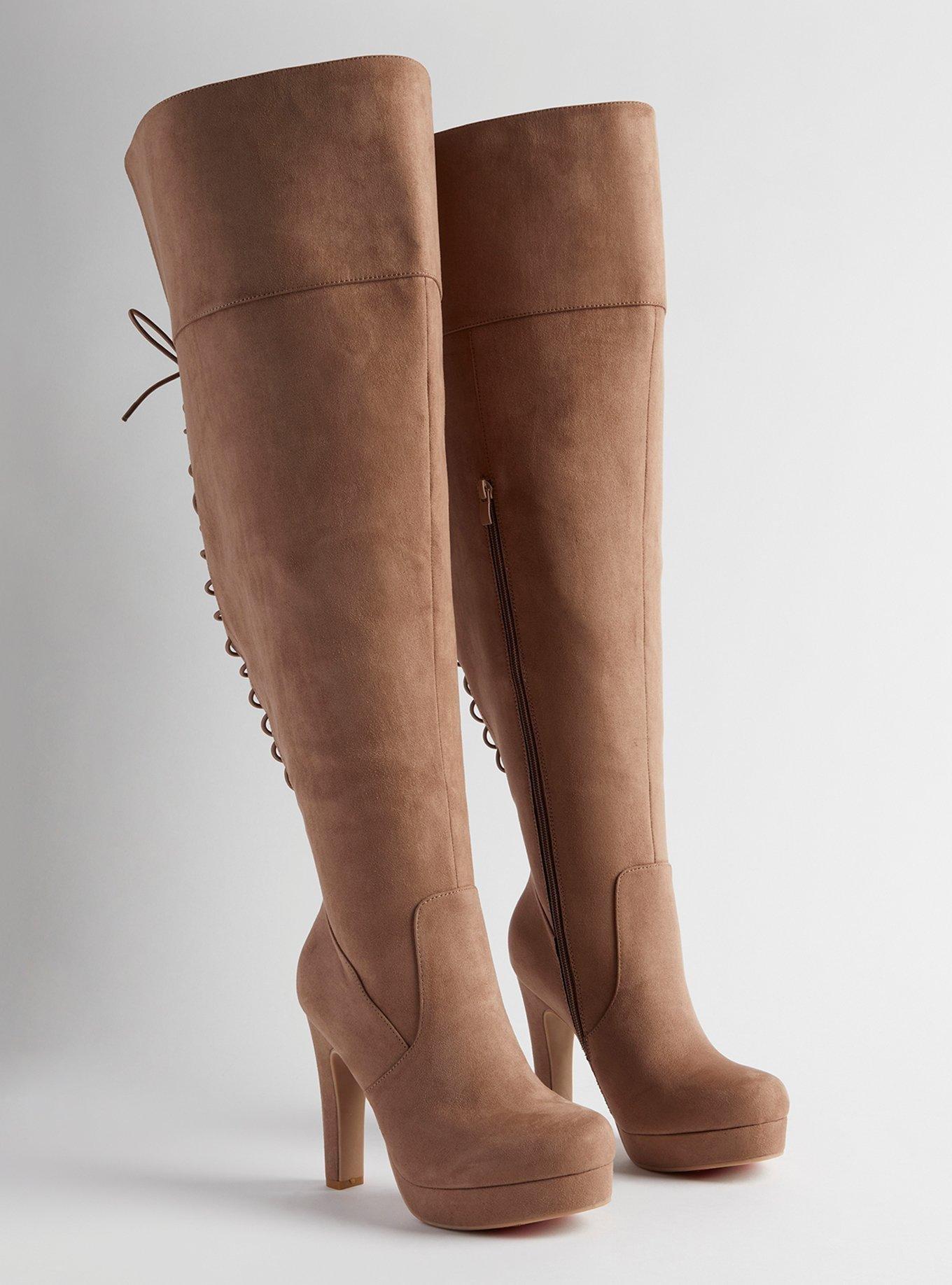 Wide width over outlet the knee heel boots