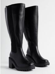 Lug Sole Chelsea Knee Boot (WW), BLACK, hi-res