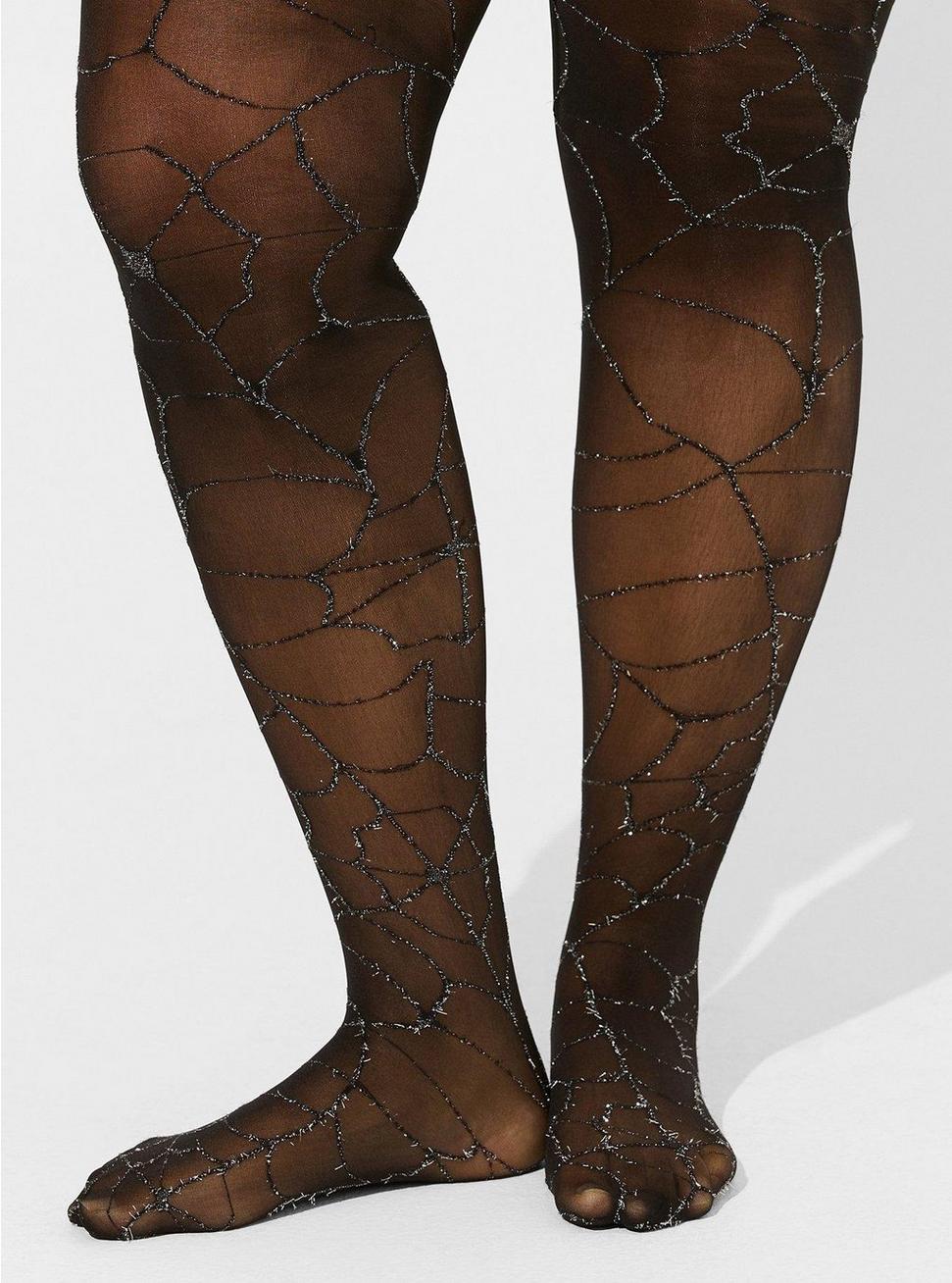 Plus Size - Lurex Spider Web tights. - Torrid