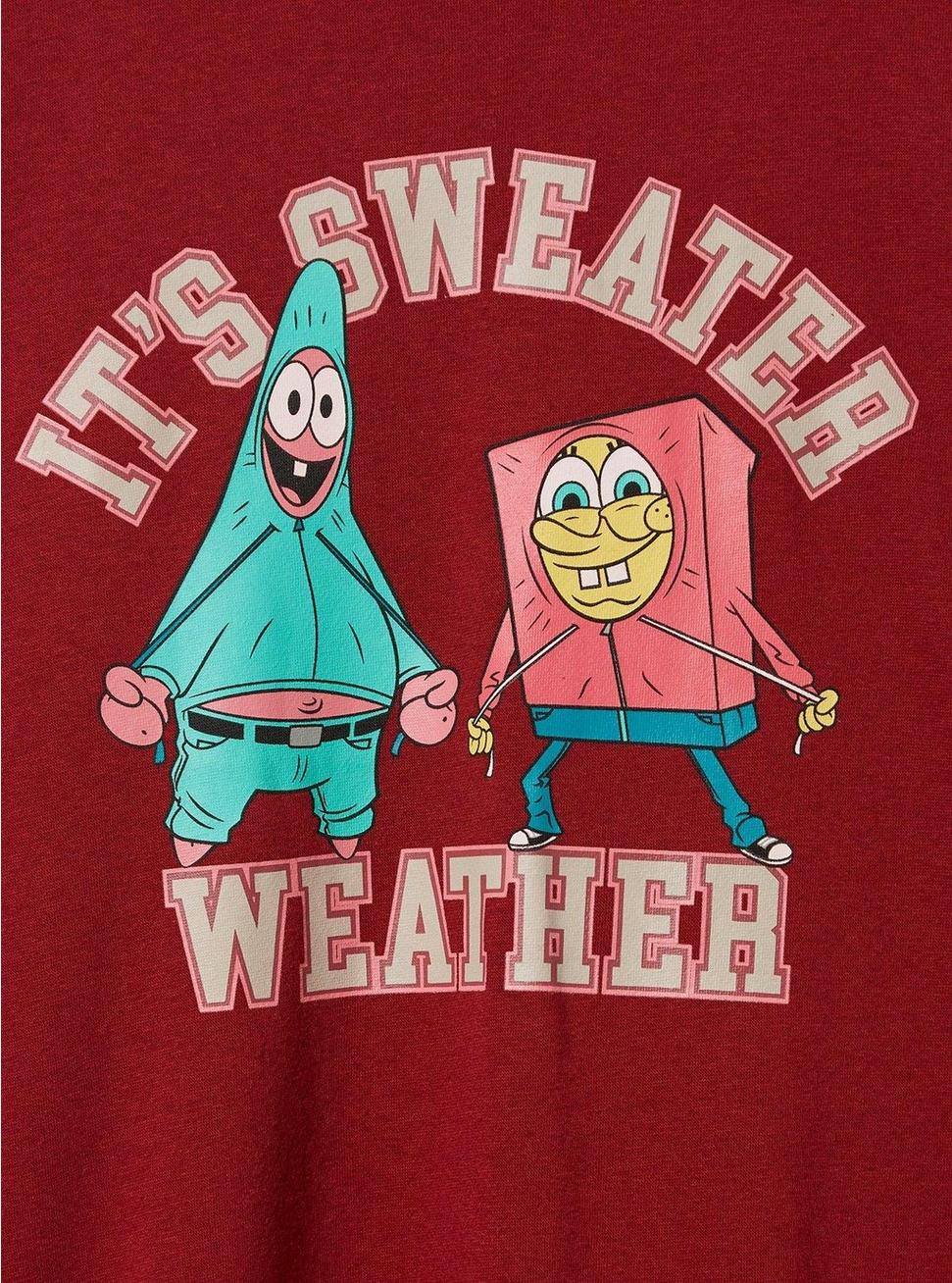 Plus Size SpongeBob Cozy Fleece Crew Sweatshirt, SYRAH, alternate
