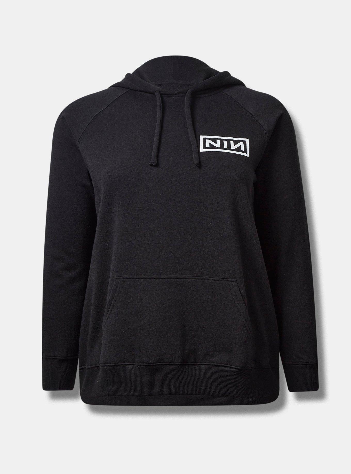 Black Studio Mode Printed Cinch Bottom Hoodie