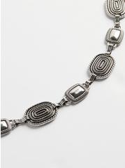 Plus Size Antiqued Oval Chain Belt , SILVER, alternate