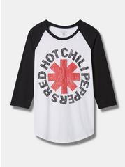 Plus Size Red Hot Chili Peppers Classic Fit Cotton Raglan Tee, BRIGHT WHITE, hi-res