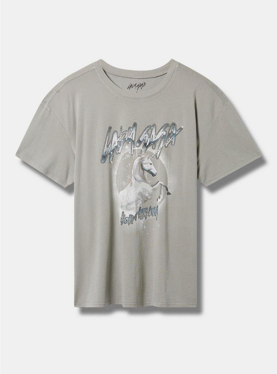 Lady Gaga Relaxed Fit Cotton Boxy Tee, GREY, hi-res