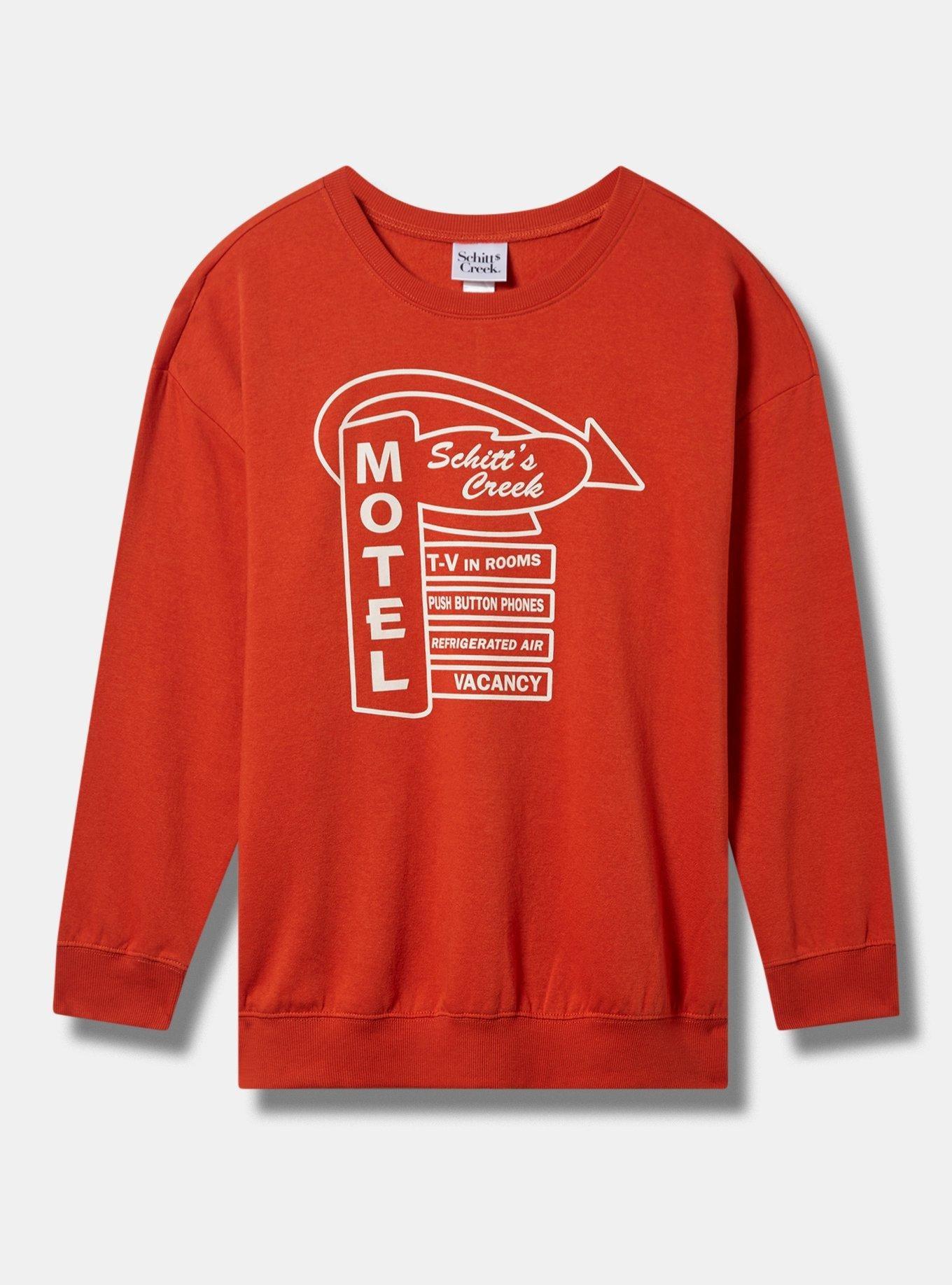 Plus Size Schitt's Creek Cozy Fleece Drop Shoulder Crew Sweatshirt, ROOIBOS TEA, hi-res