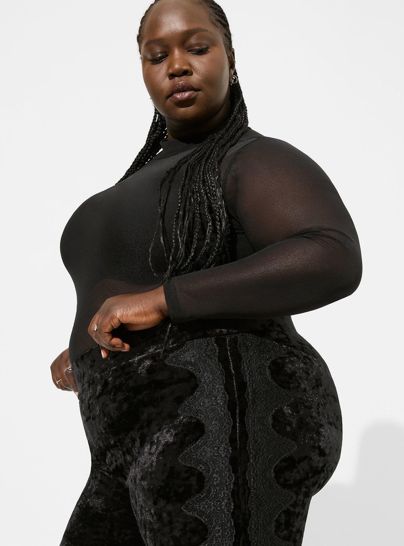 Plus Size - Stretch Velvet Lace Side Flare Pant - Torrid