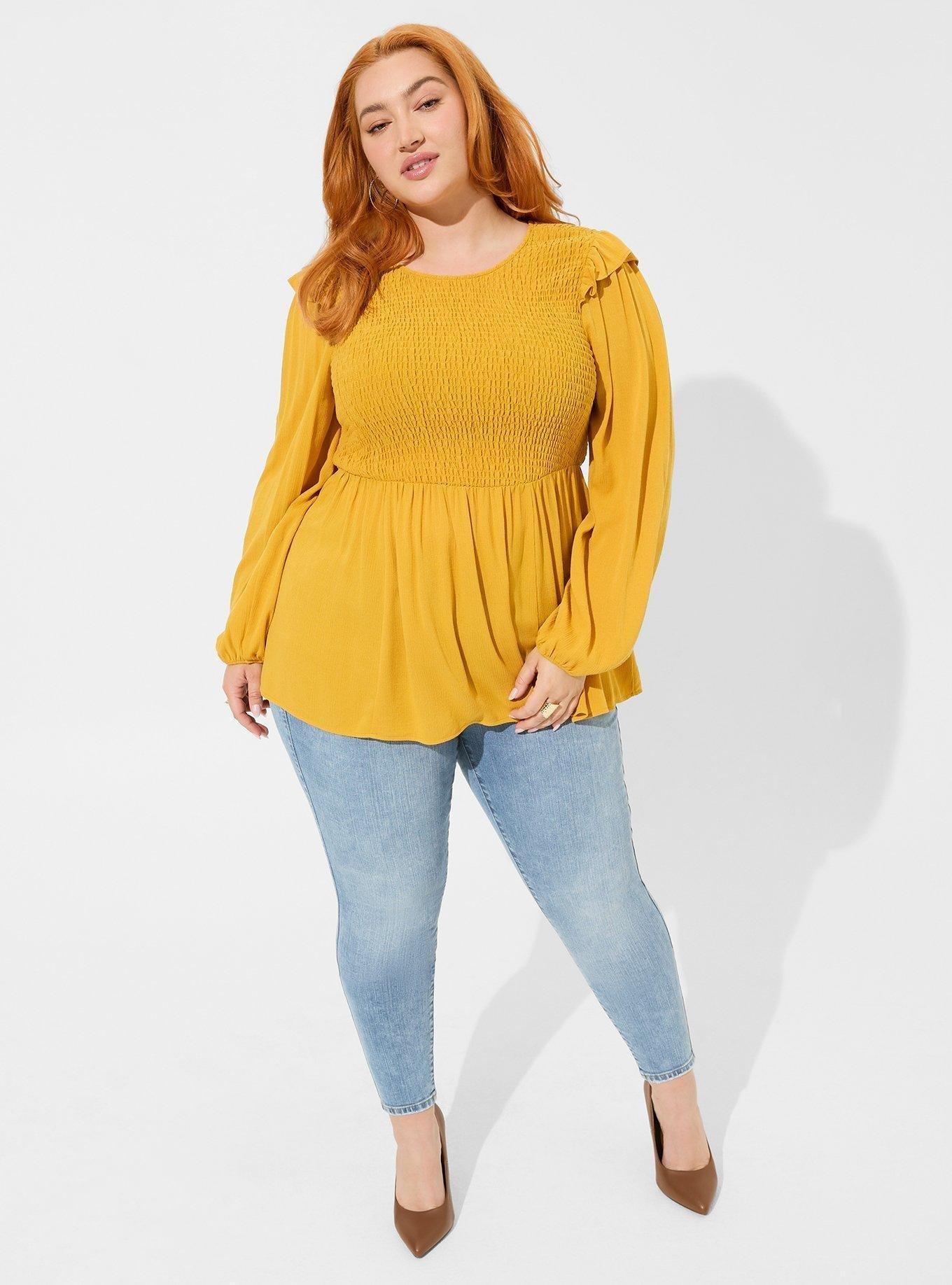 Plus Size - Peplum Crinkle Gauze Smocked Top - Torrid