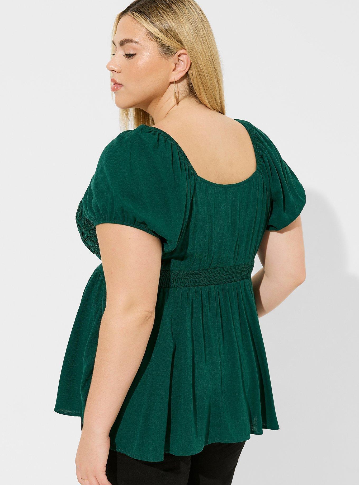 Pearson Emerald Green Lace Short Sleeve Dress