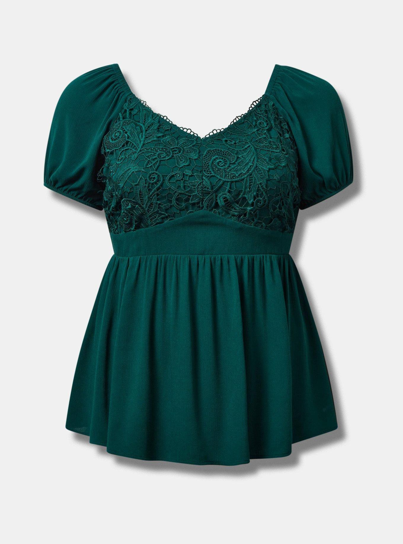 Ad: Pearson Emerald Green Lace Short Sleeve Dress.