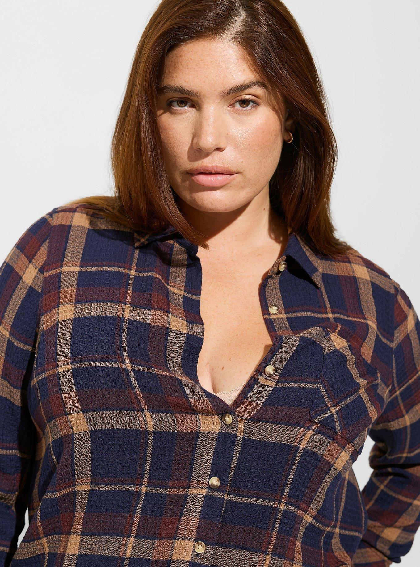 Lizzie Crinkle Flannel Gauze Button Up Tunic