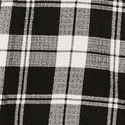 Plus Size Lizzie Crinkle Flannel Gauze Button Up Tunic, BLACK WHITE PLAID, swatch