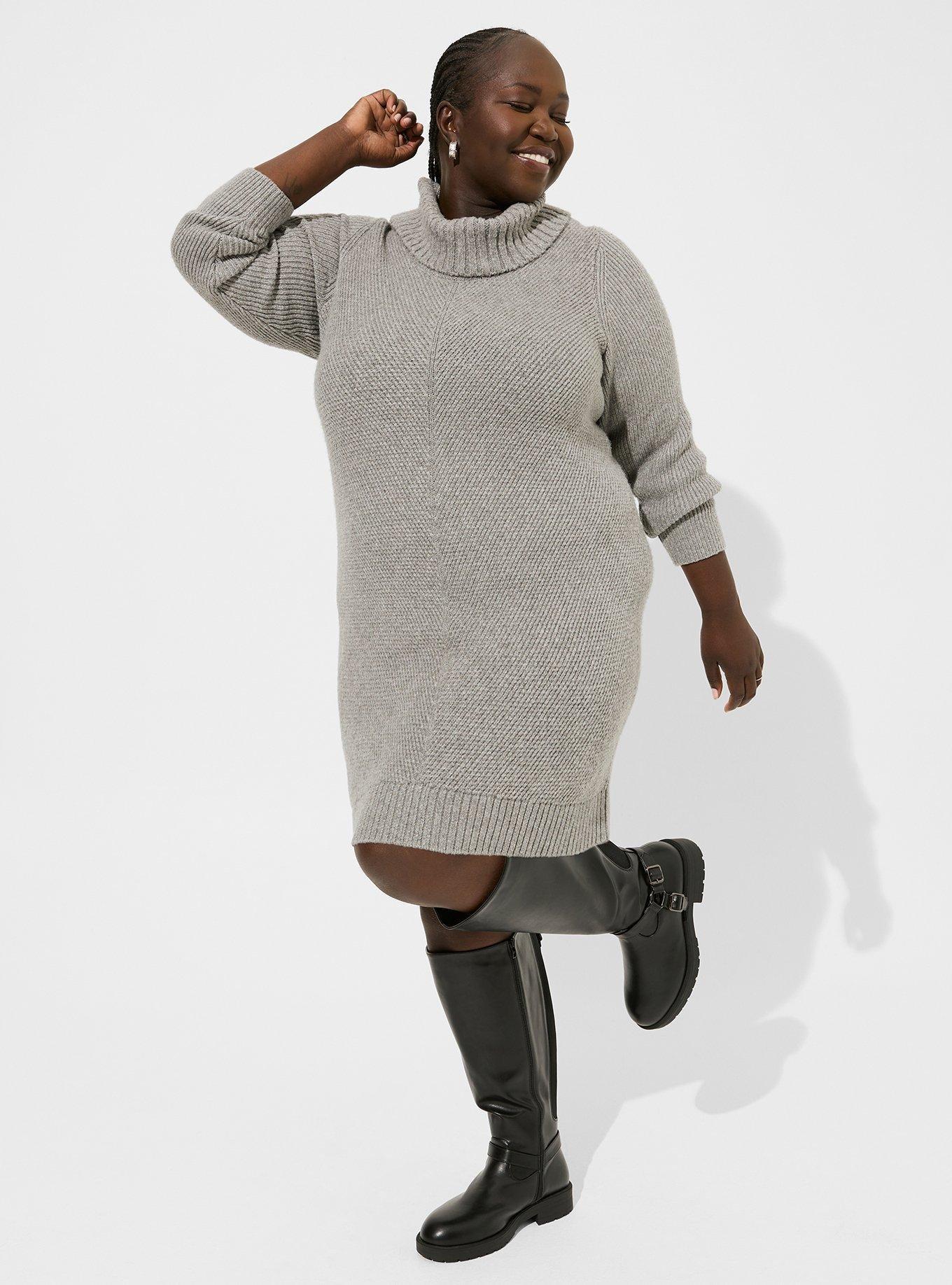 Plus size store grey sweater dress