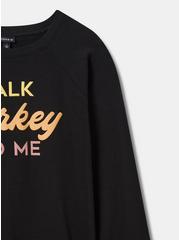 Plus Size Talk Turkey Classic Fit Cozy Fleece Sweatshirt, DEEP BLACK, alternate