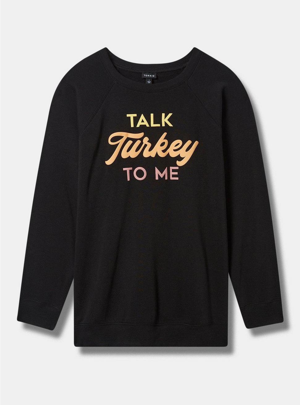 Plus Size Talk Turkey Classic Fit Cozy Fleece Sweatshirt, DEEP BLACK, hi-res