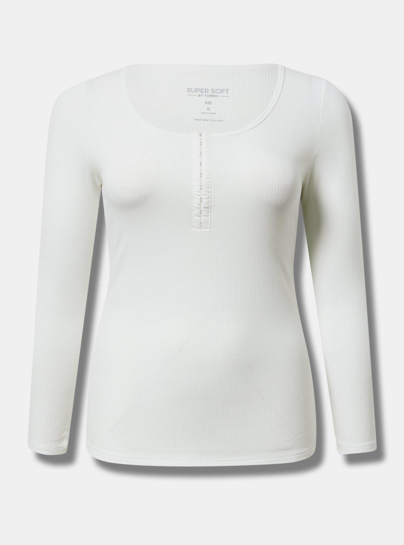 Plus Size Super Soft Rib Scoop Neck Hook and Eye Long Sleeve Top Torrid
