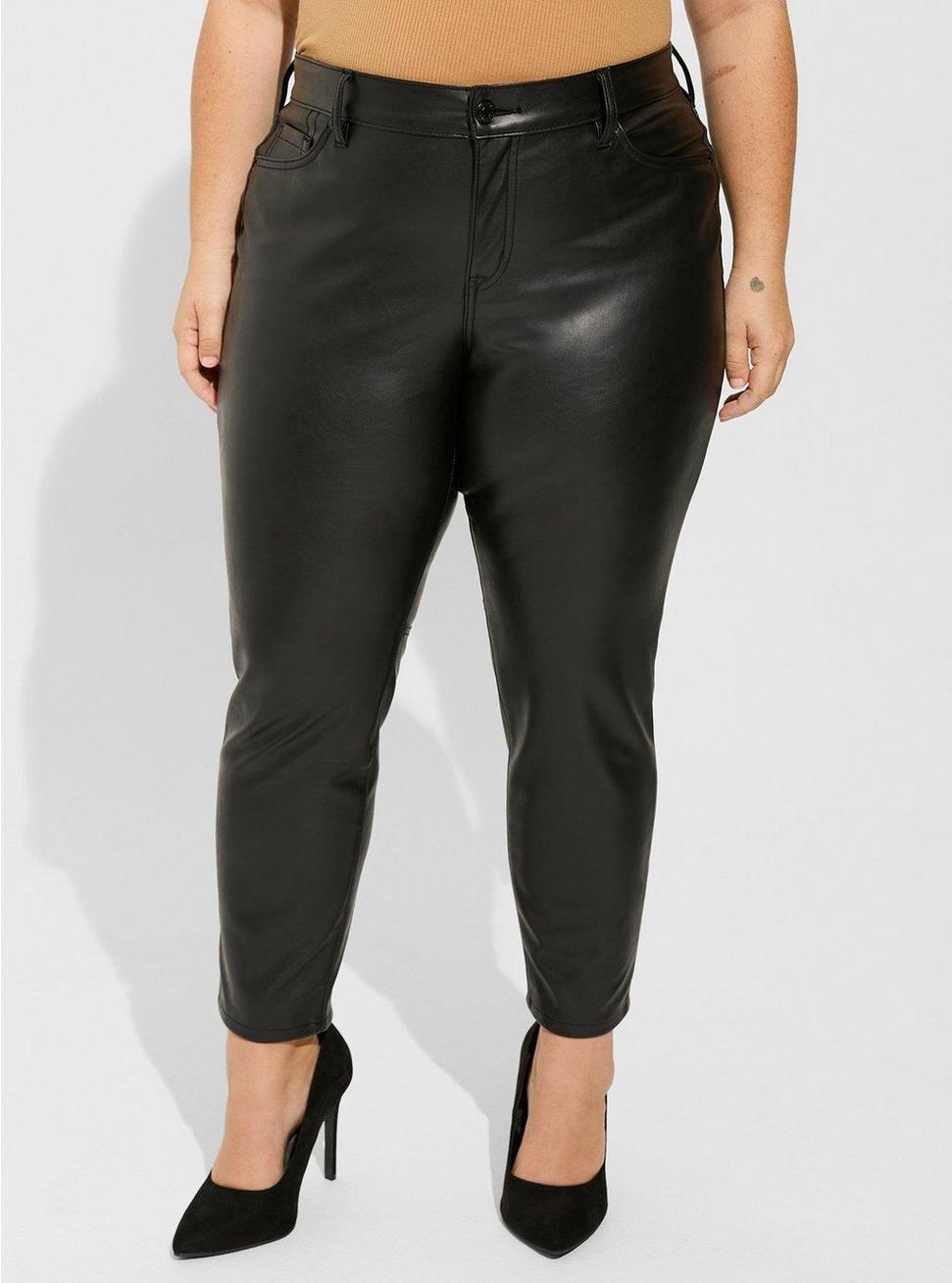 Plus Size Perfect Skinny Faux Leather High-Rise Pant, DEEP BLACK, alternate