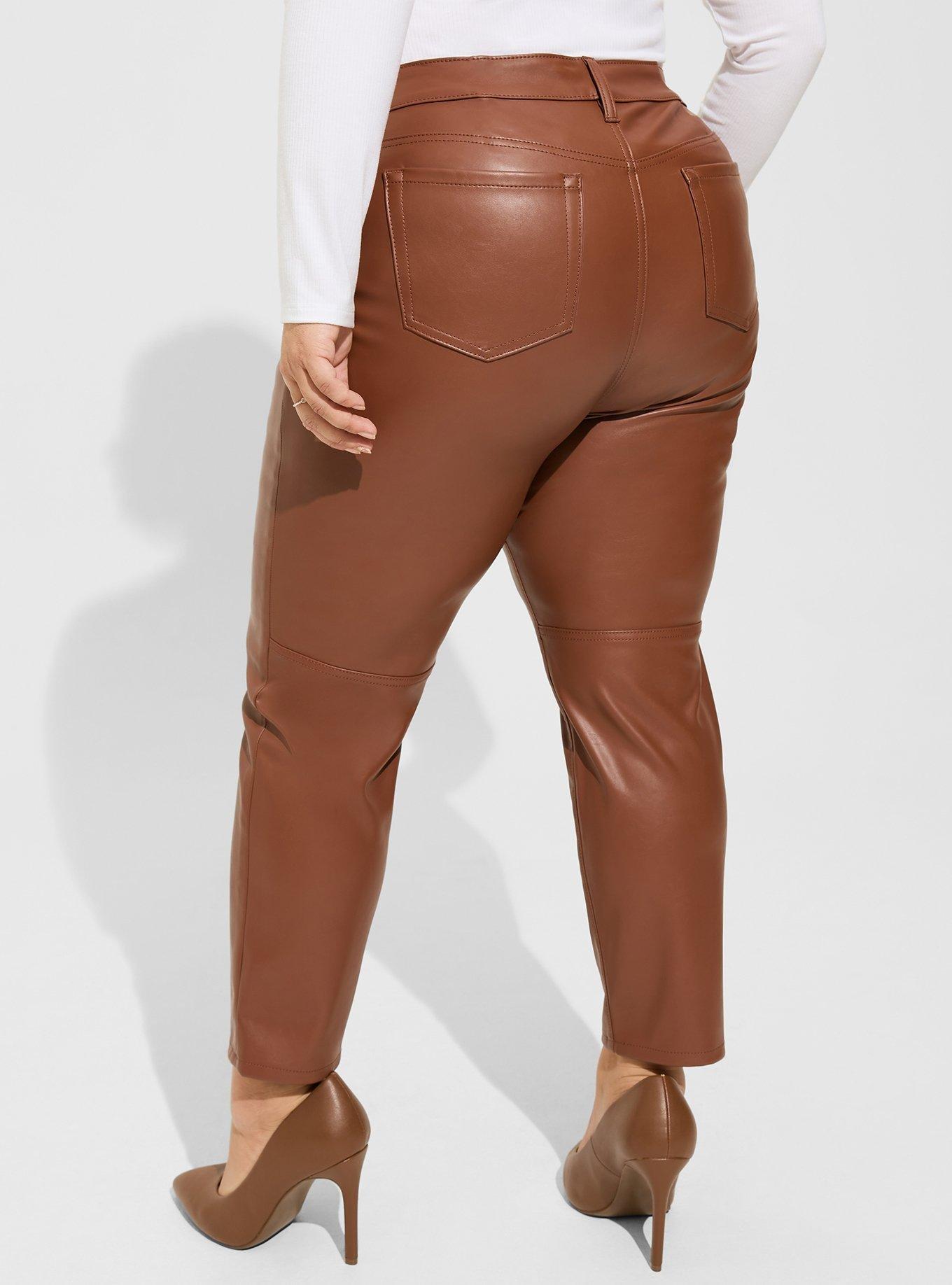 Cognac Faux Leather Pants - High Waisted Pants - Pleather Pants - Lulus