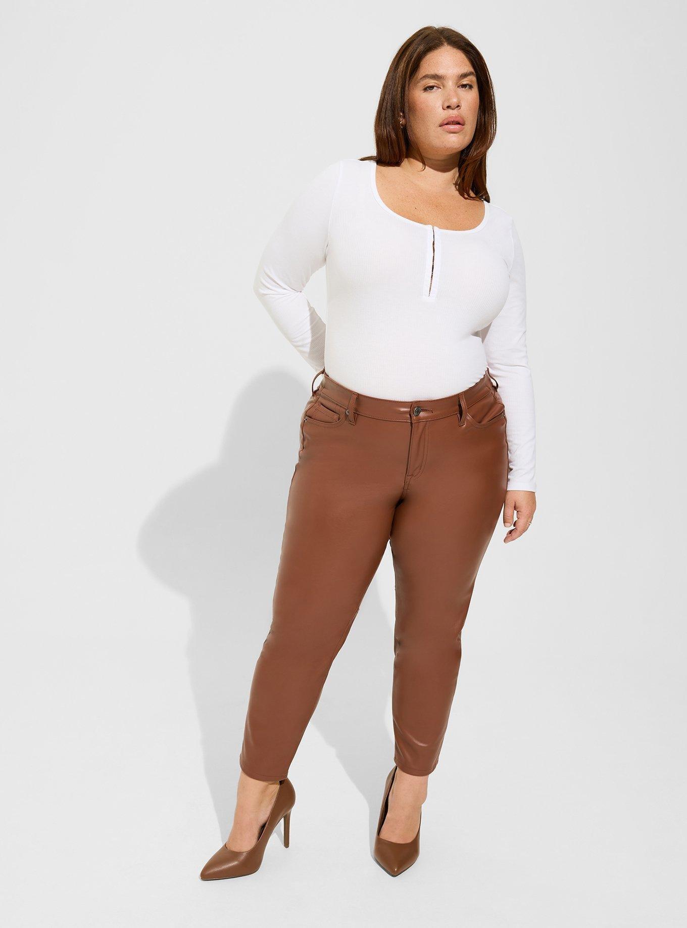 Sky High Rise Vegan Leather Cheeky Straight Pants