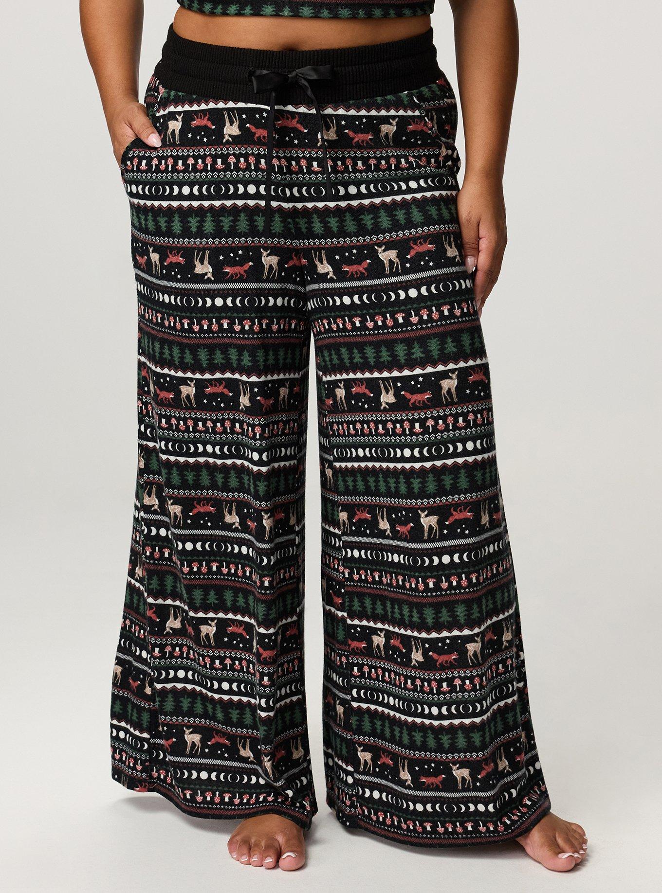 Super Soft Plush Wide-Leg Lounge Pant, FOX FAIR ISLE BLACK, alternate