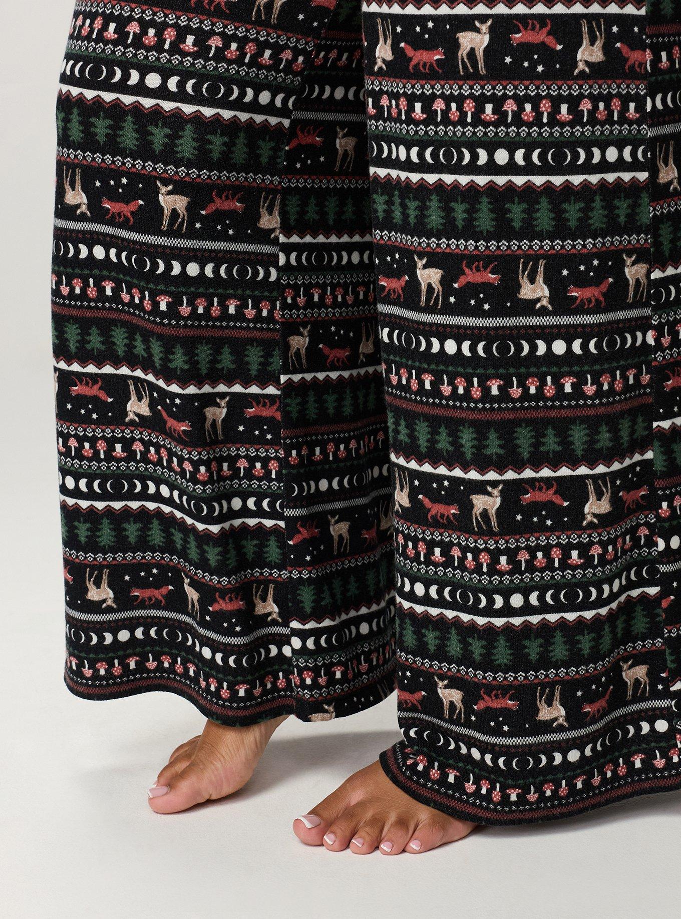 Super Soft Plush Wide-Leg Lounge Pant, FOX FAIR ISLE BLACK, alternate