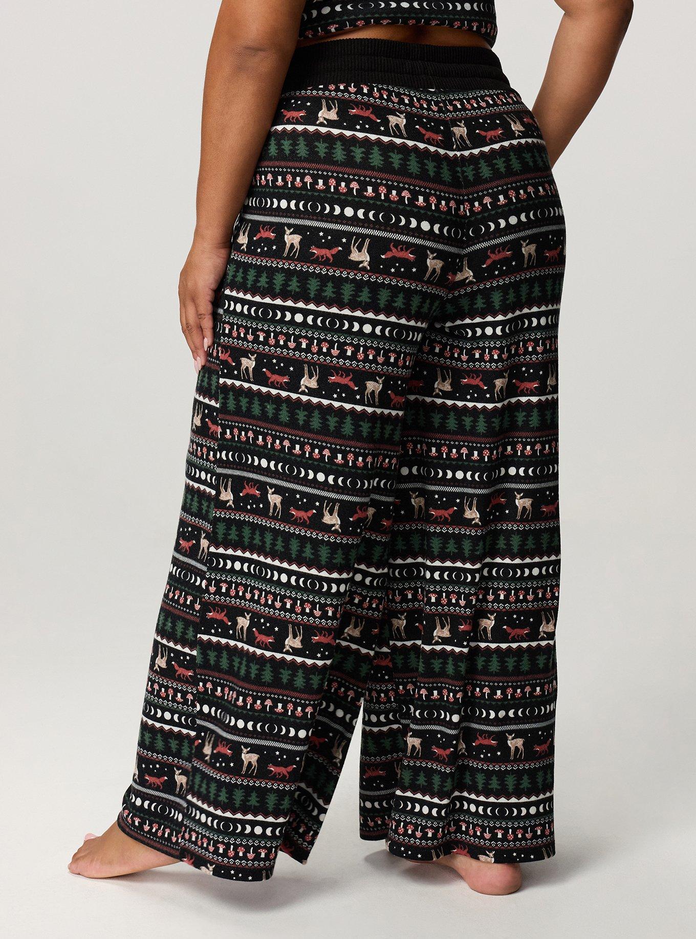 Super Soft Plush Wide-Leg Lounge Pant, FOX FAIR ISLE BLACK, alternate
