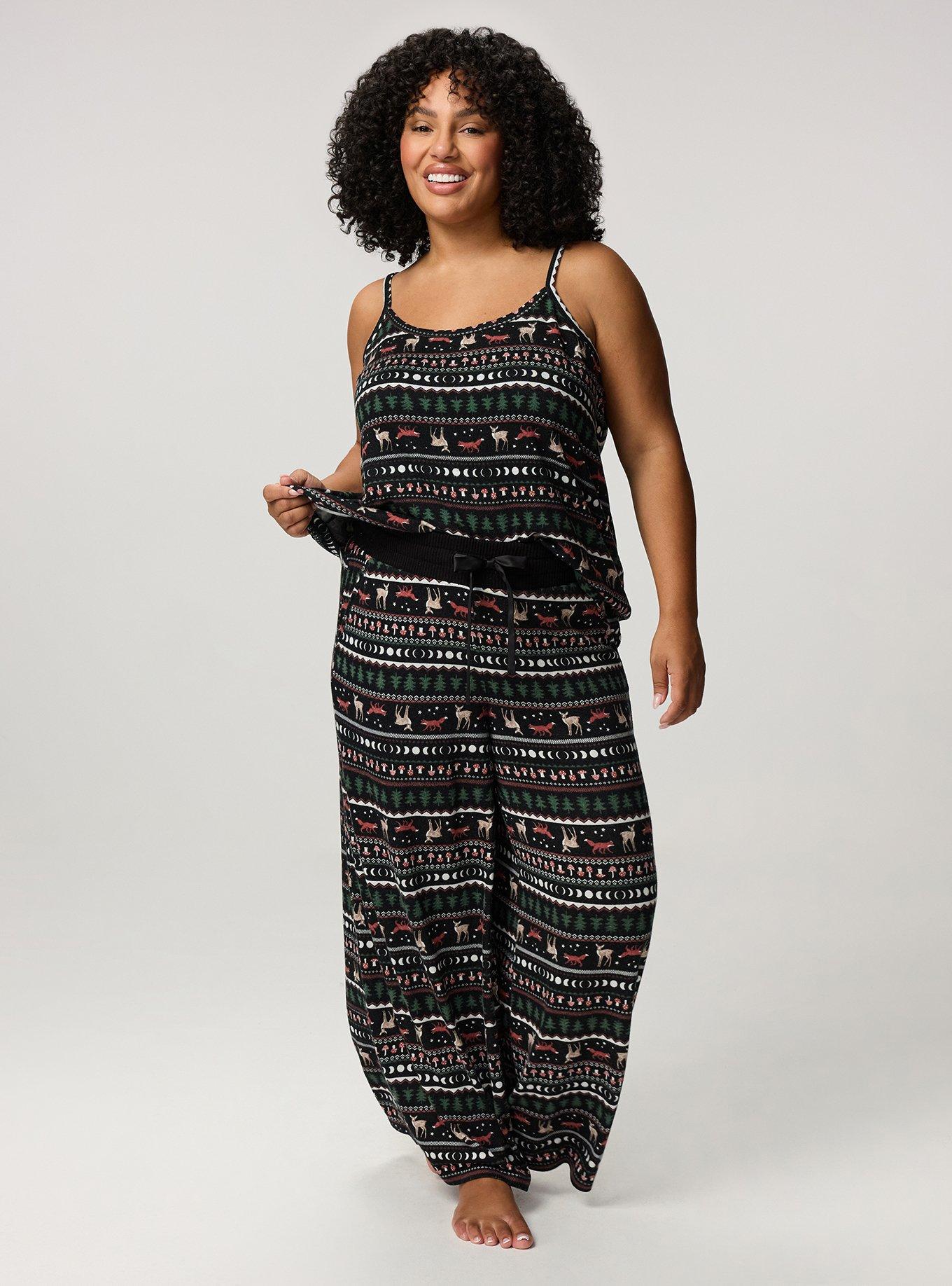 Super Soft Plush Wide-Leg Lounge Pant, FOX FAIR ISLE BLACK, alternate