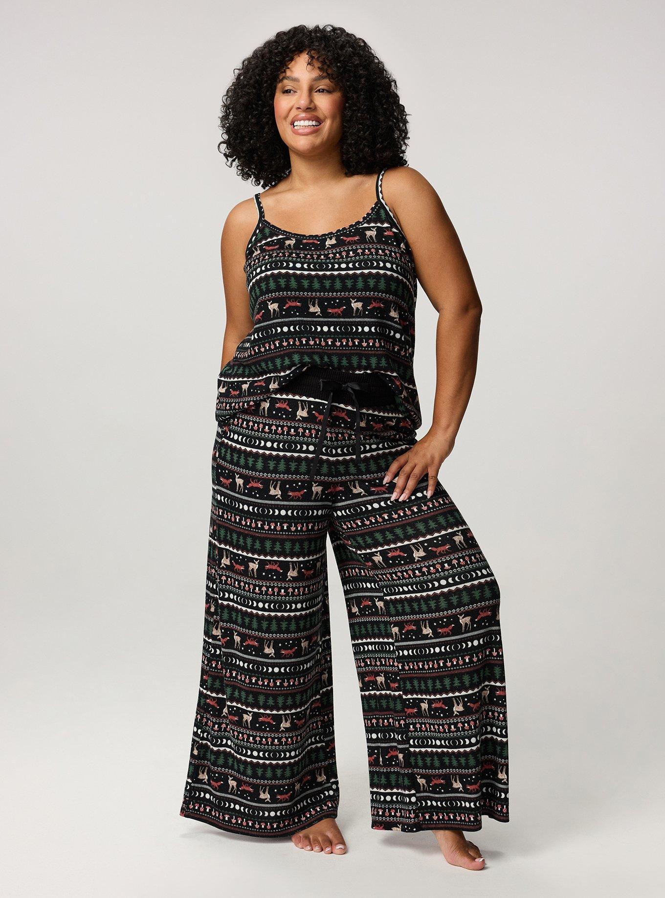 Super Soft Plush Wide-Leg Lounge Pant, FOX FAIR ISLE BLACK, hi-res