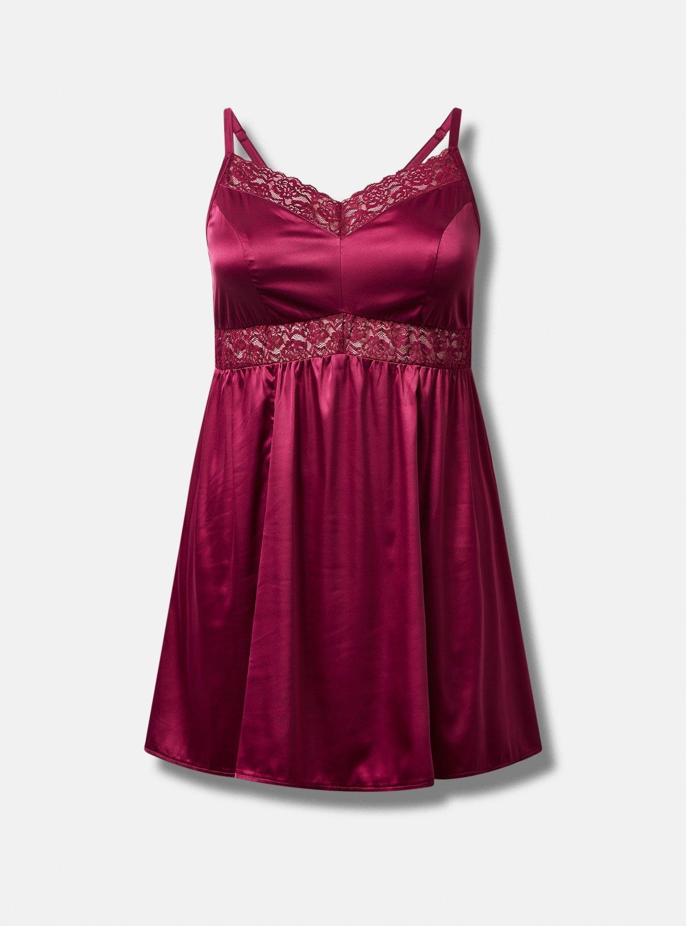 Dream Satin Babydoll Lace Sleep Gown, NAVARRA, hi-res