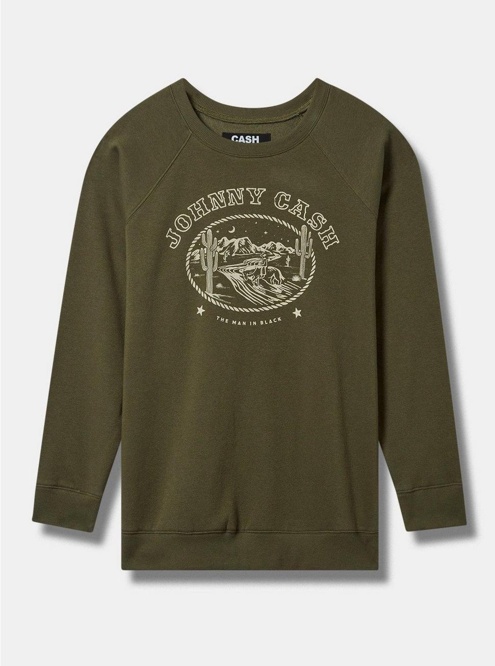 Johnny Cash Cozy Fleece Crew Sweatshirt, DEEP DEPTHS, hi-res