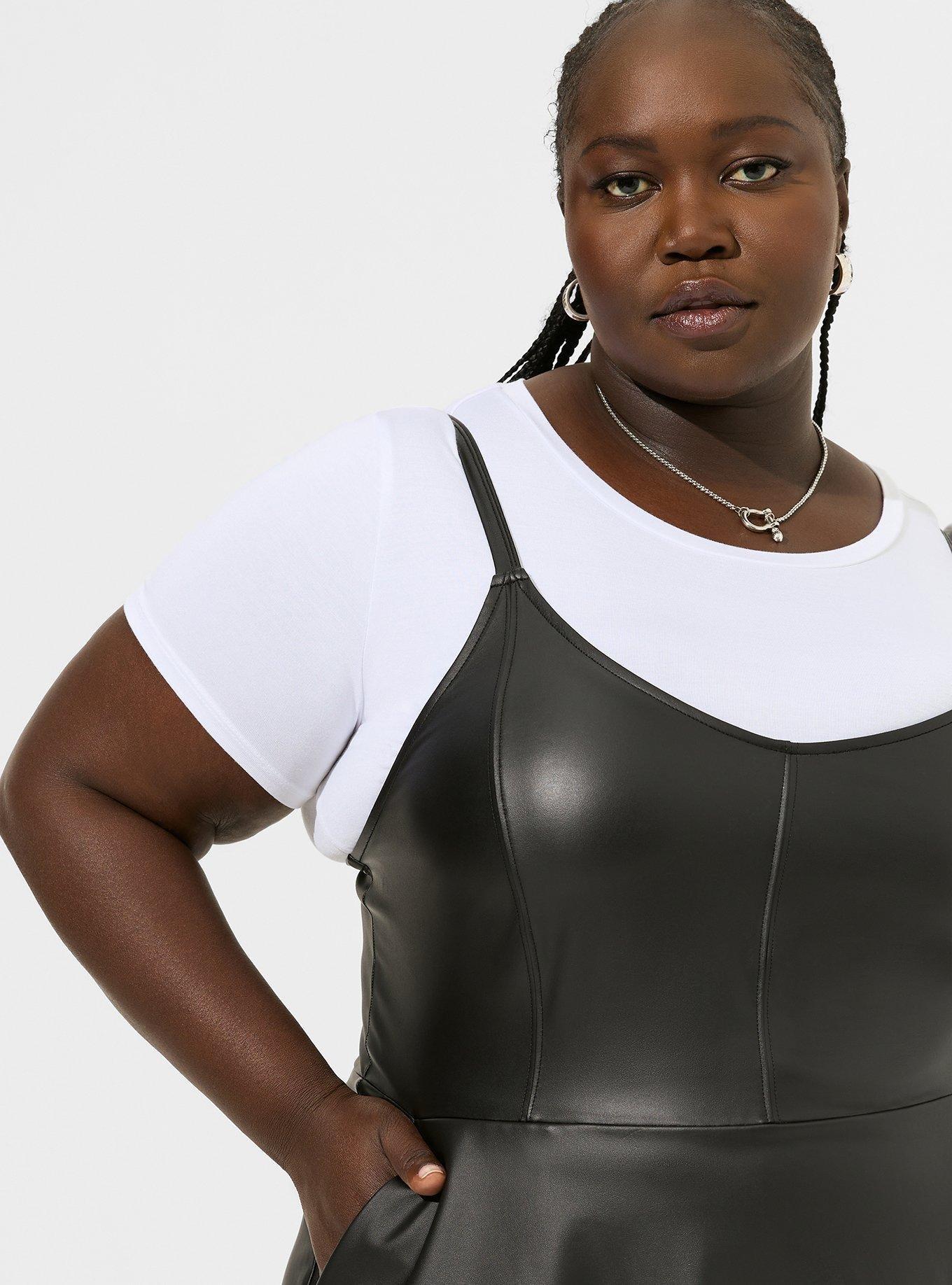 Plus Size - Black Faux Leather Skater Dress - Torrid