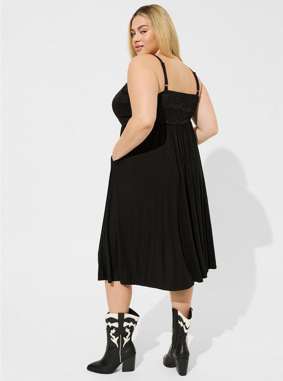 Midi Super Soft Lace Cami Bustier Dress, DEEP BLACK, alternate