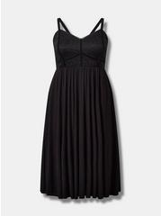 Midi Super Soft Lace Cami Bustier Dress, DEEP BLACK, hi-res