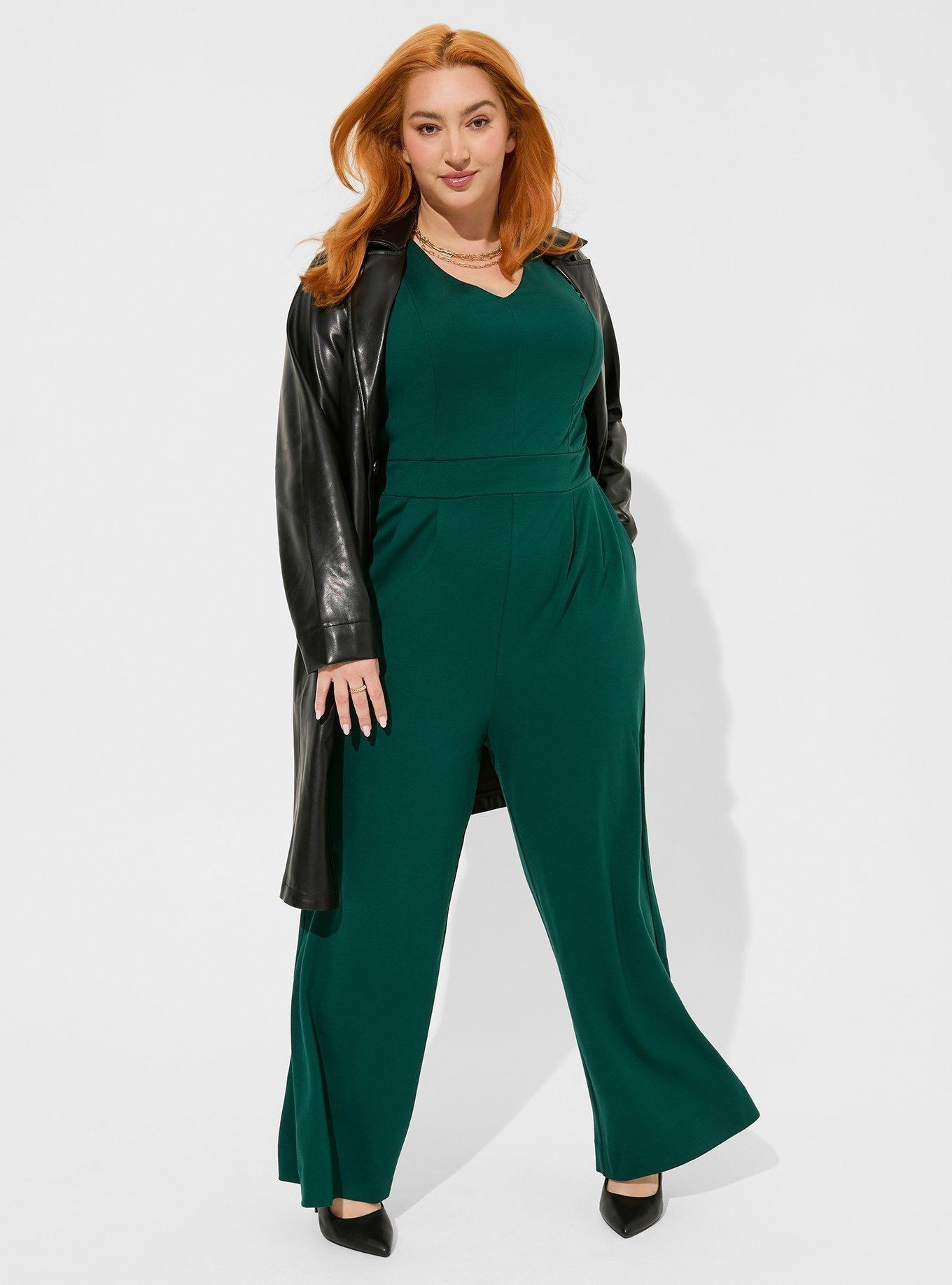 Plus Size - Ponte High Neck Belt Jumpsuit - Torrid