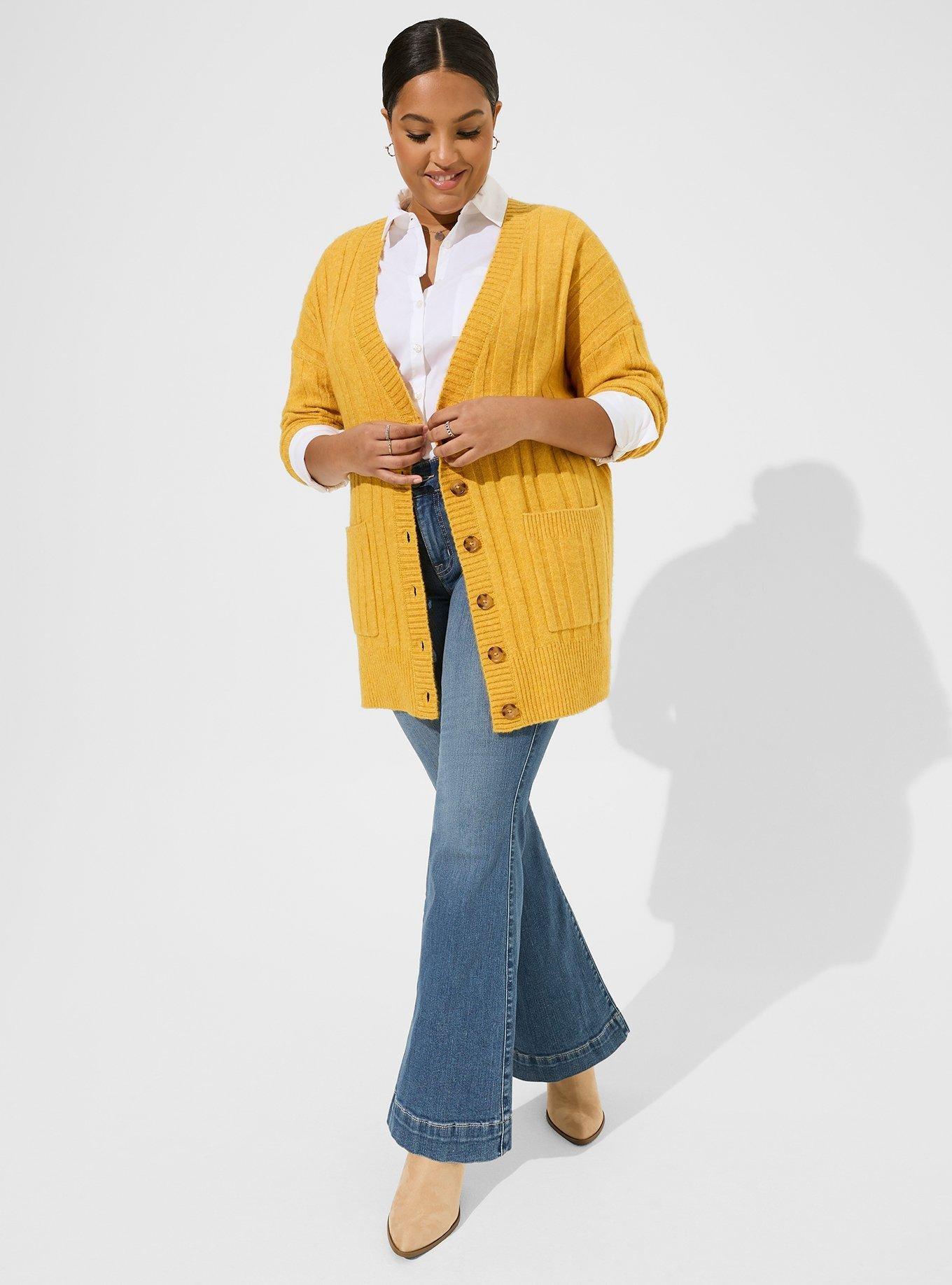 Mustard yellow hotsell boyfriend cardigan