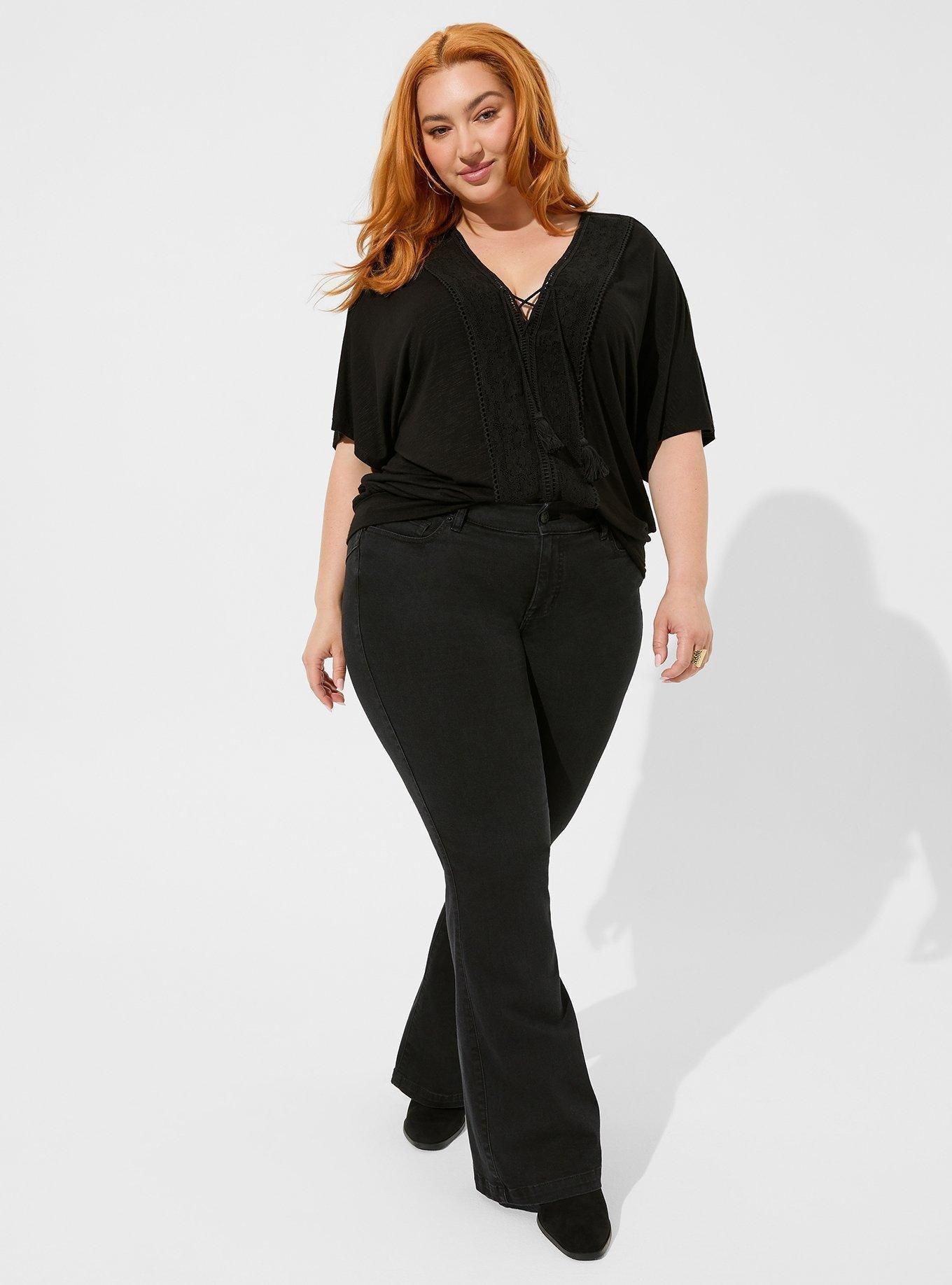 Textured Jersey V-Neck Lace Up Banded Dolman Top