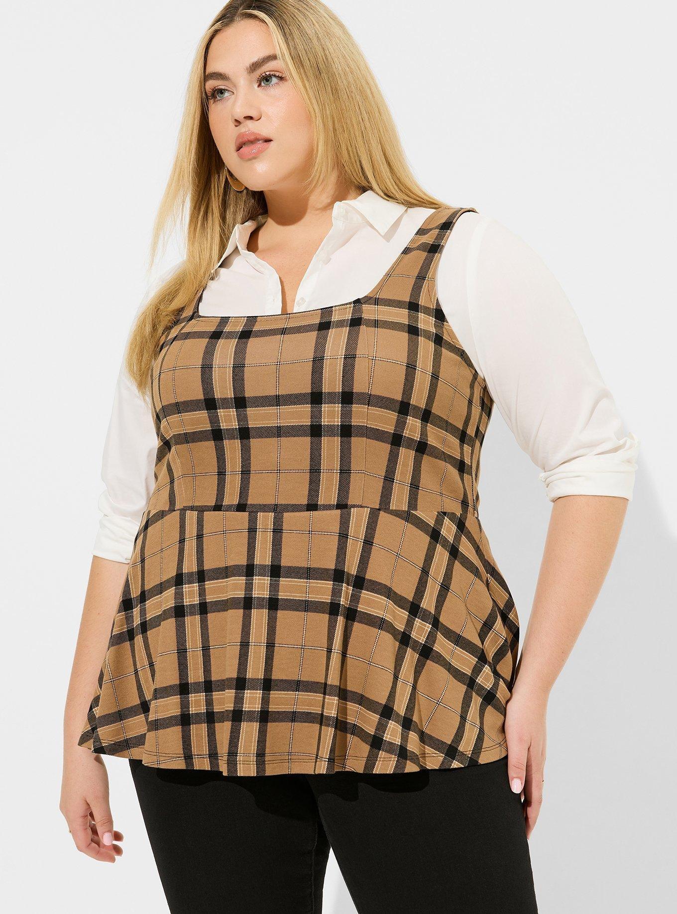 Plus Size - Ponte Square Neck Peplum Top - Torrid