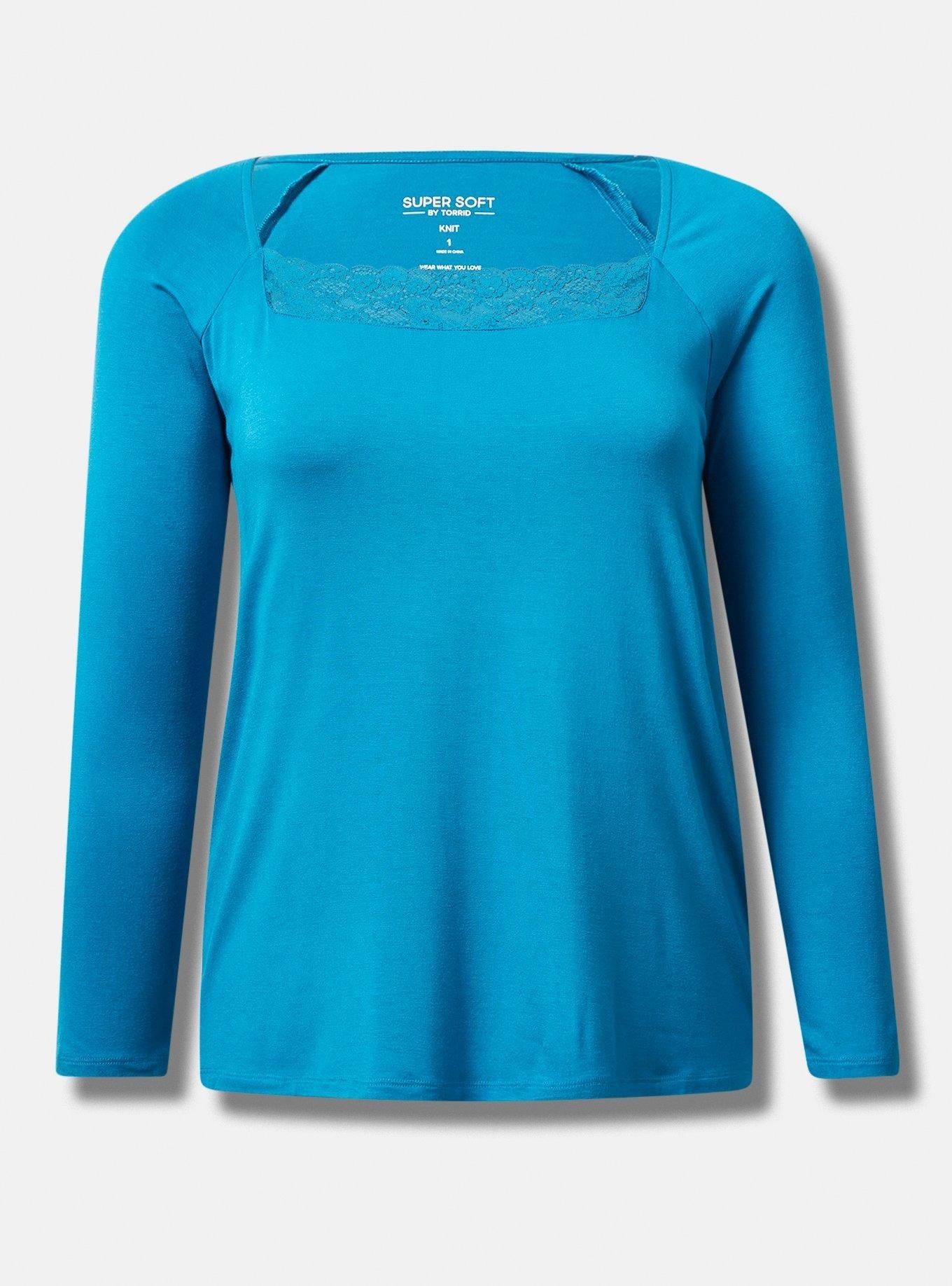Plus Size - Super Soft Lace Inset Long Sleeve Top - Torrid