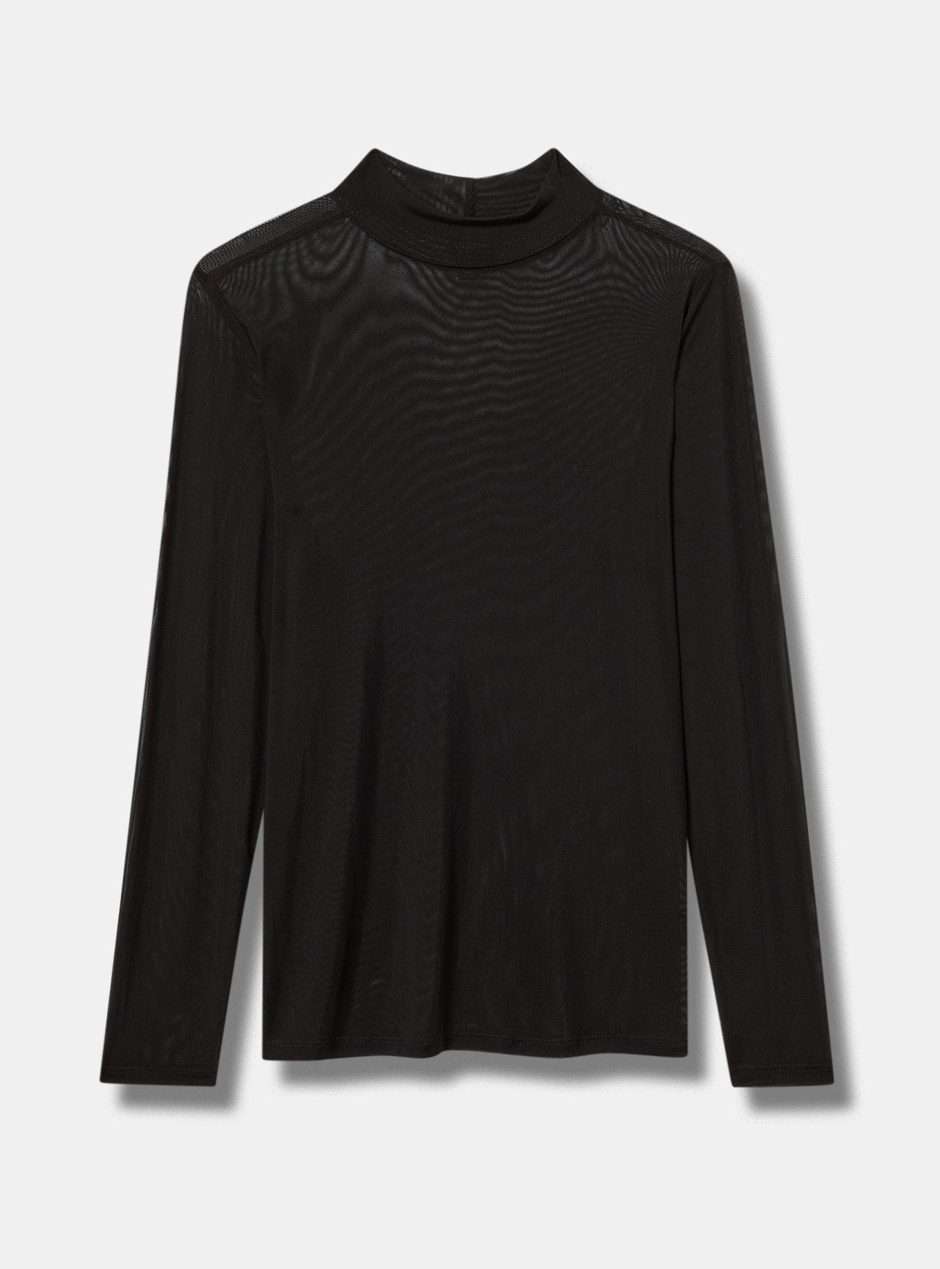 Mesh Mock Neck Long Sleeve Top