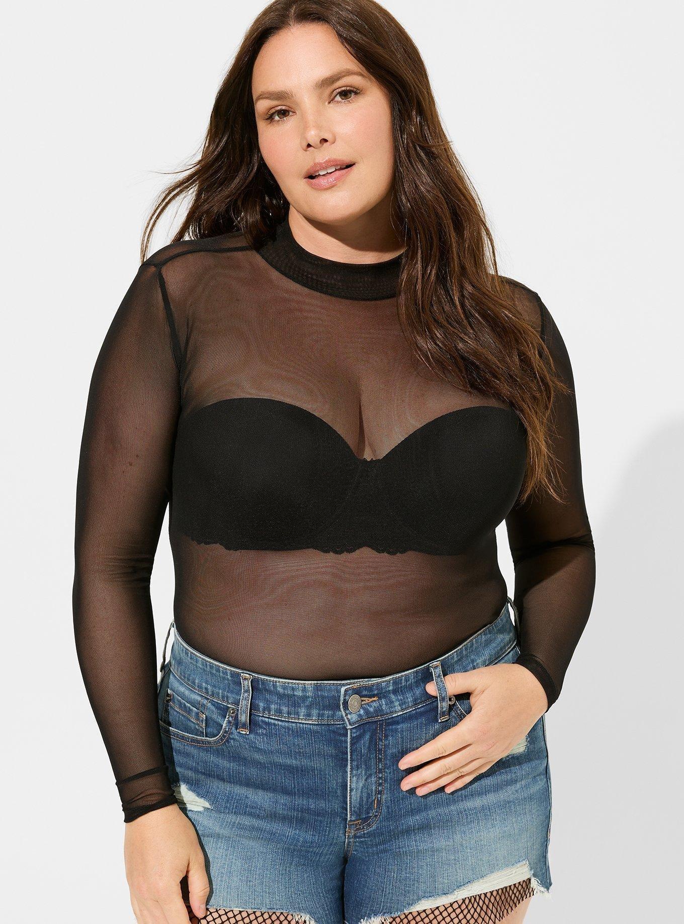 TORRID Flocked Mesh Long Sleeve Top