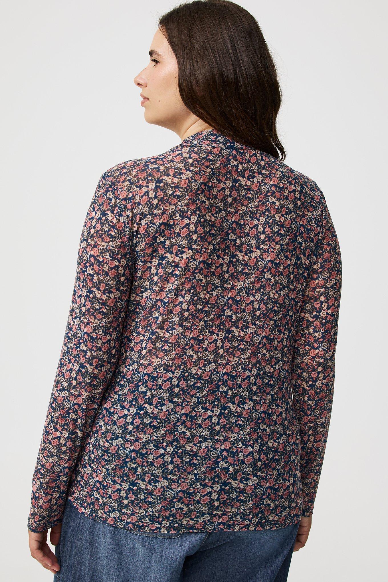 Mesh Mock Neck Long Sleeve Top