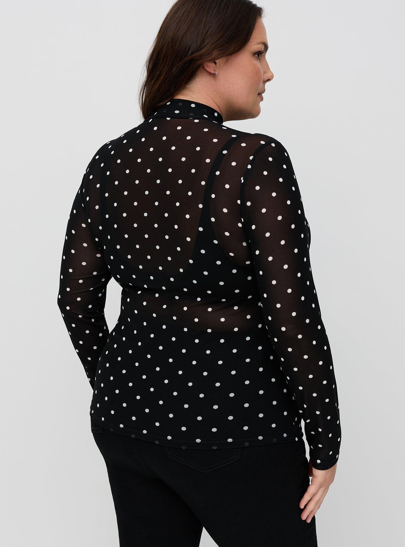 Mesh Mock Neck Long Sleeve Top