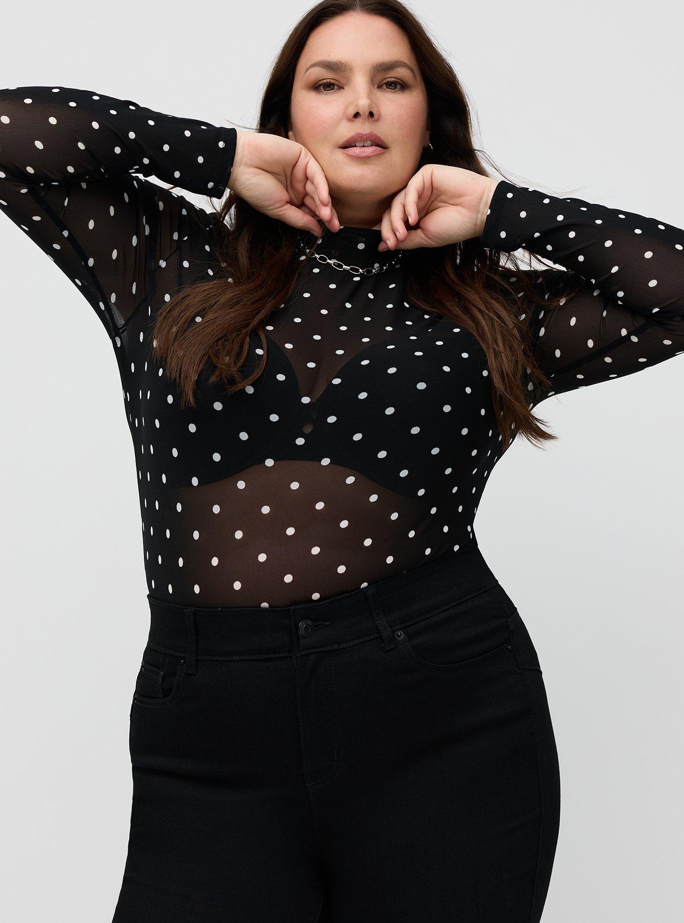 Mesh Mock Neck Long Sleeve Top