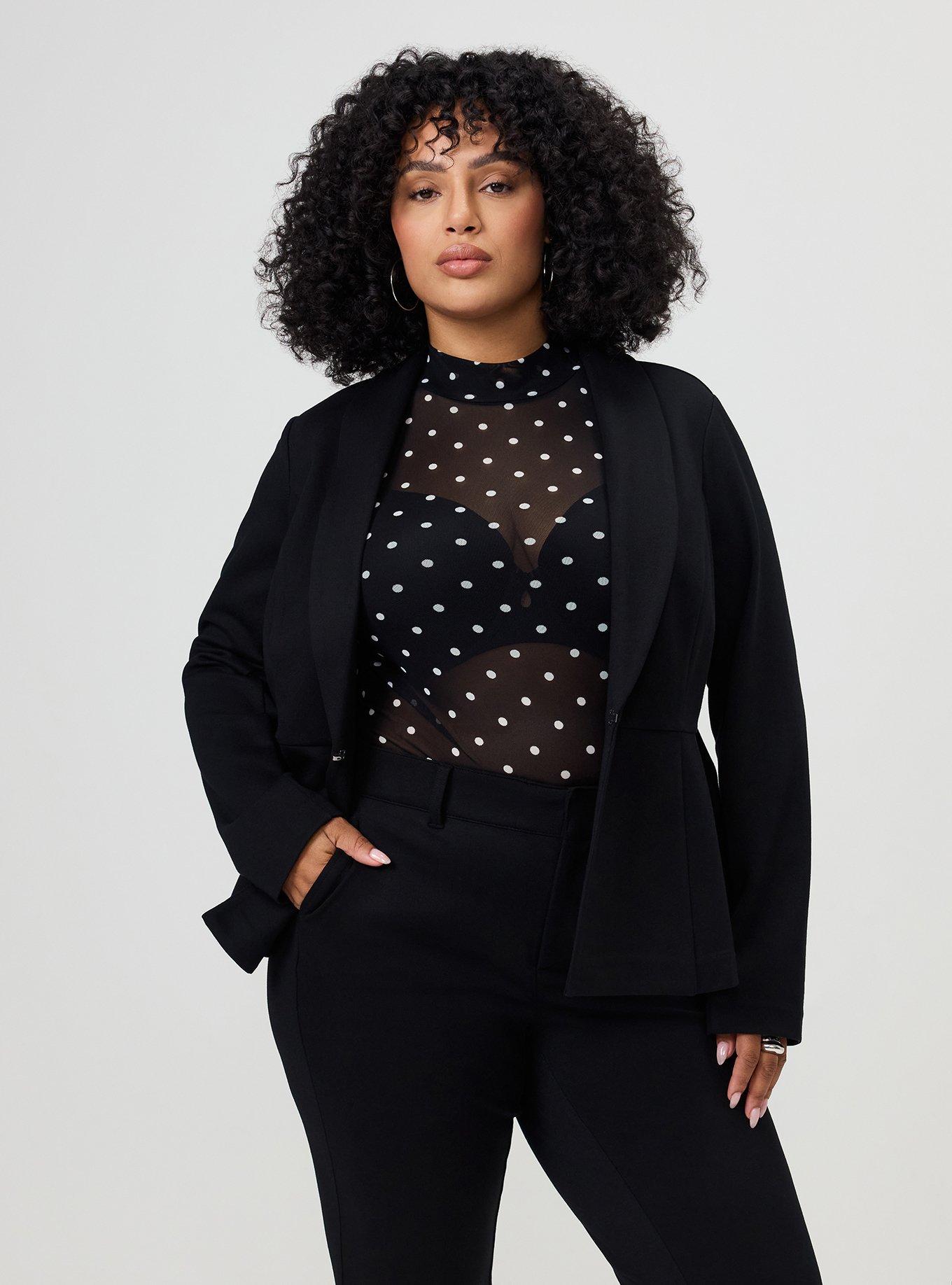 Mesh Mock Neck Long Sleeve Top, CHIC DOT DEEP BLACK WHISPER WHITE, alternate