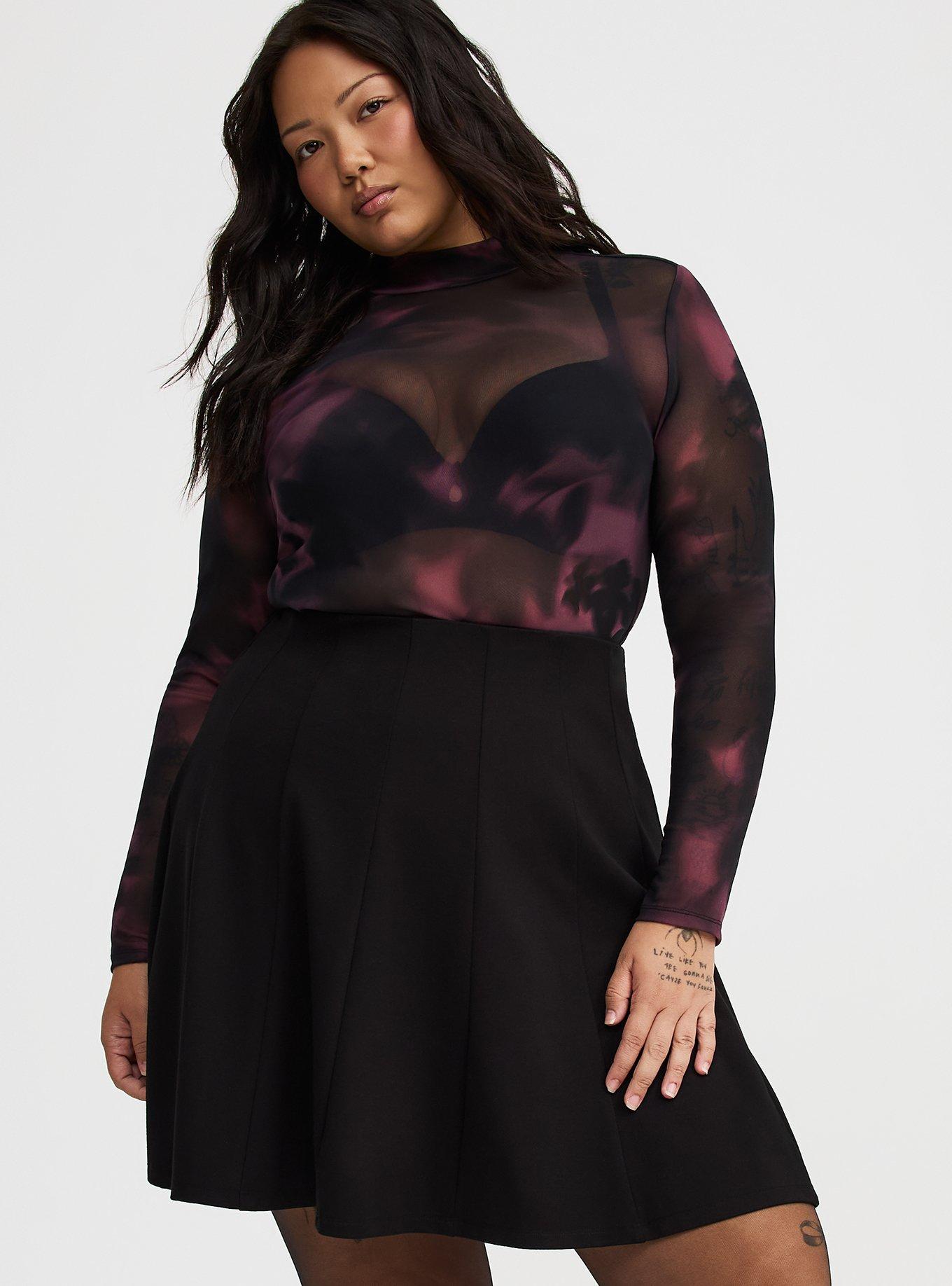 Mesh Mock Neck Long Sleeve Top