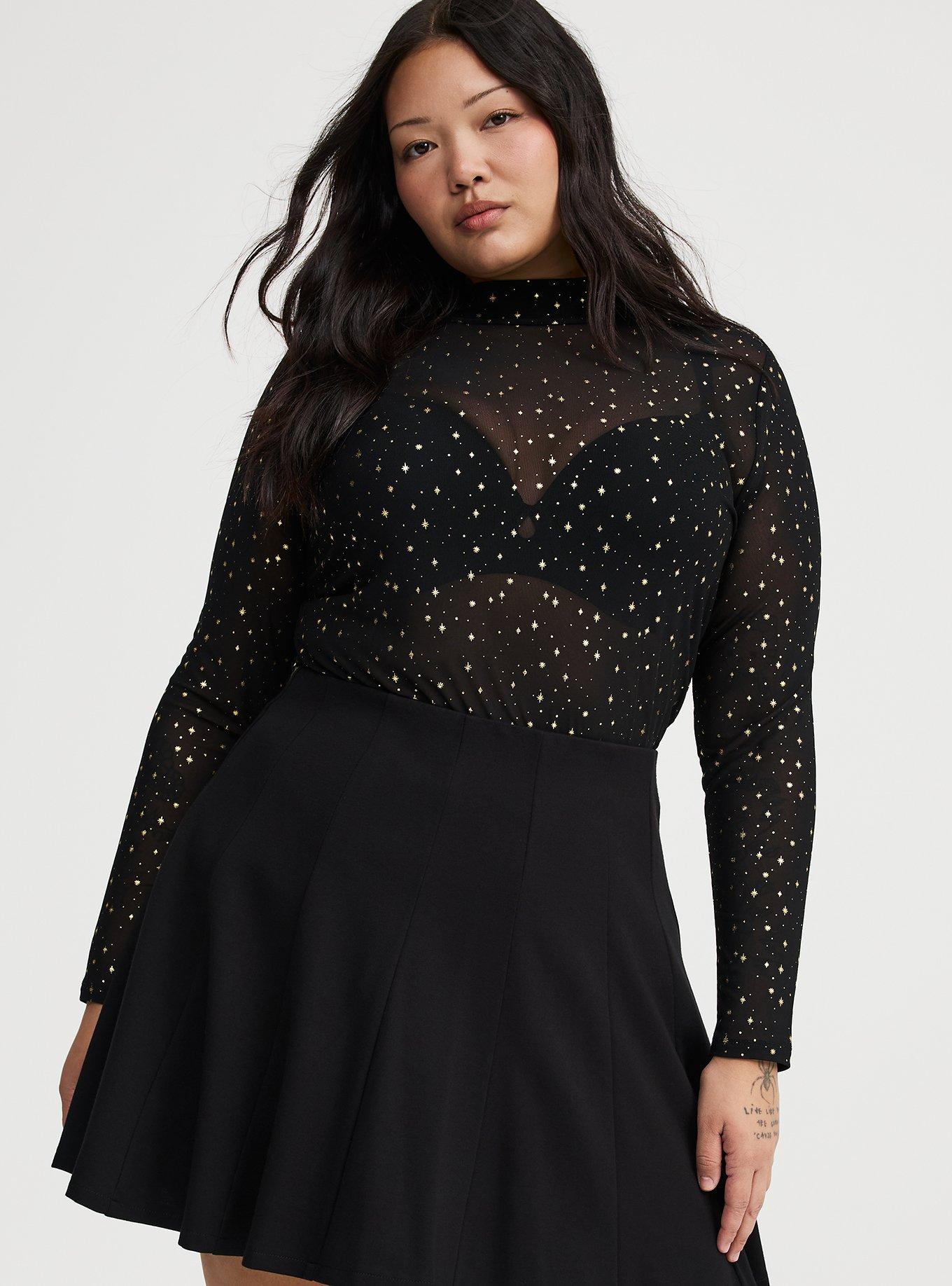 Mesh Mock Neck Long Sleeve Top