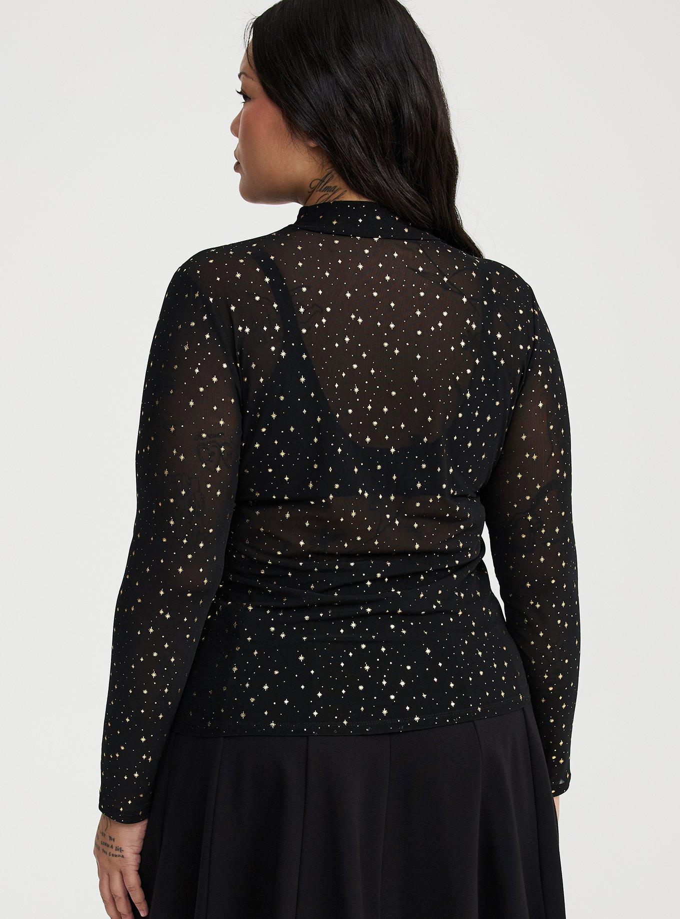 Mesh Mock Neck Long Sleeve Top