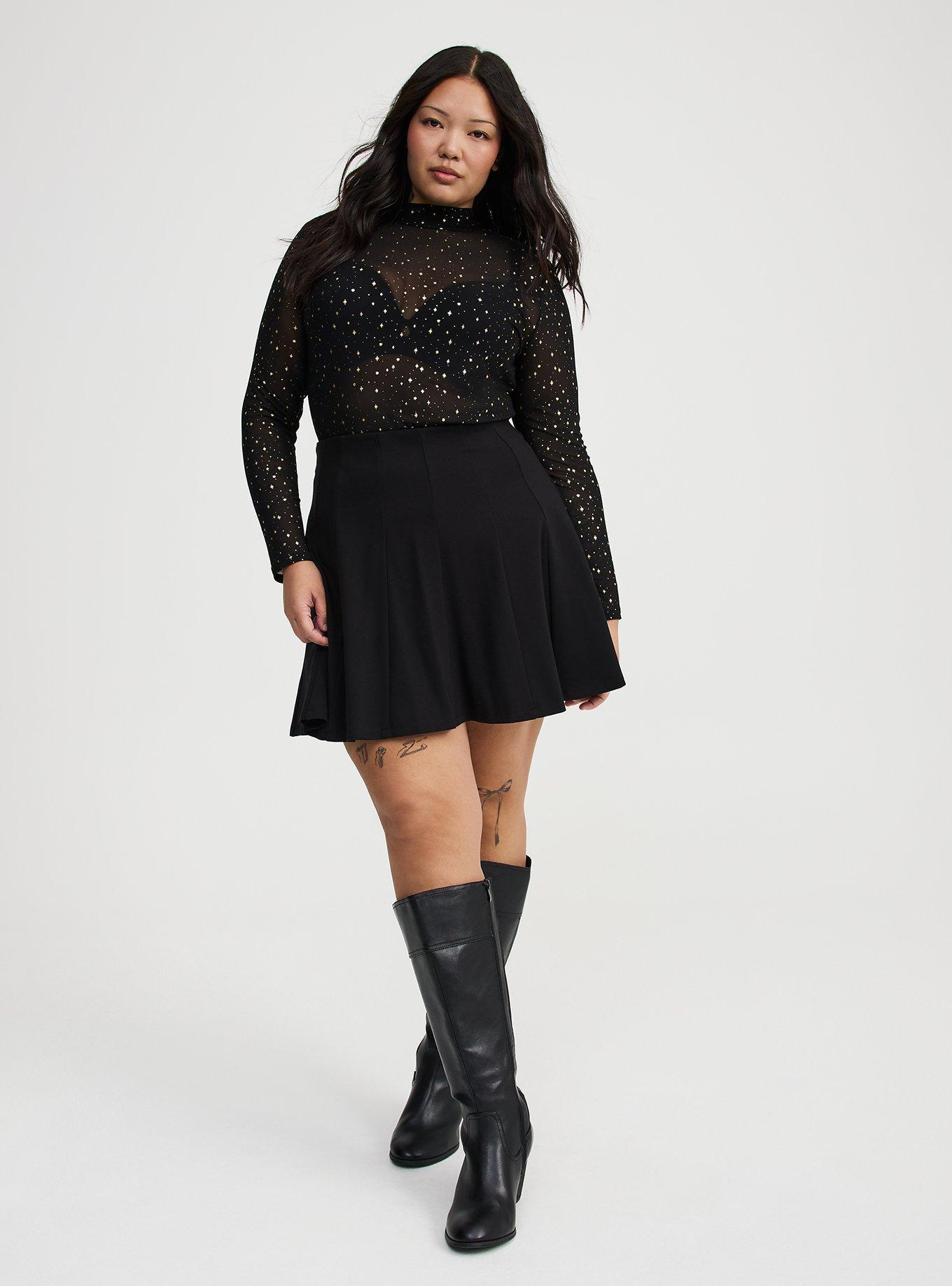 Mesh Mock Neck Long Sleeve Top